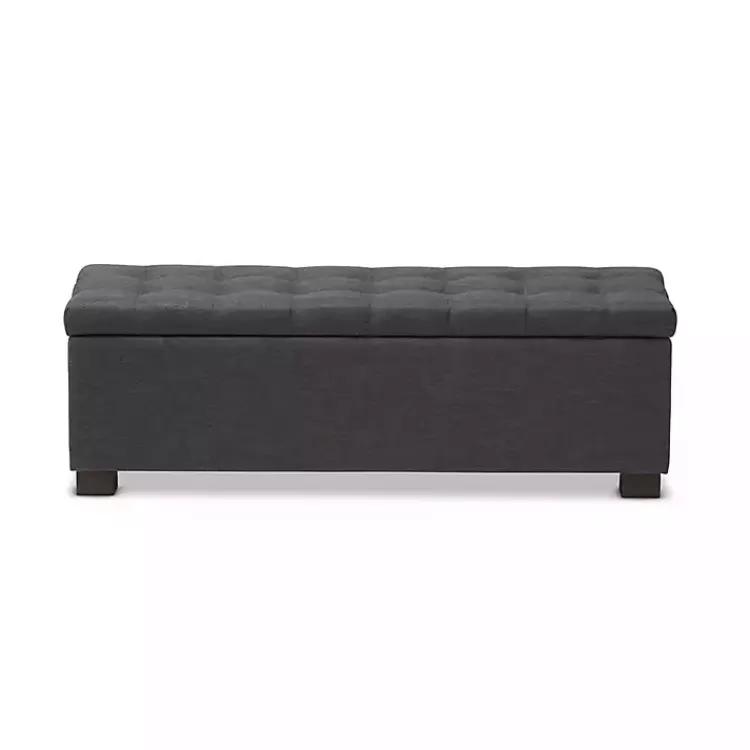 dark_gray_tufted_contemporary_storage_bench_4.webp Dark Tufted Contemporary Storage Bench>Kirklands Home Cheap