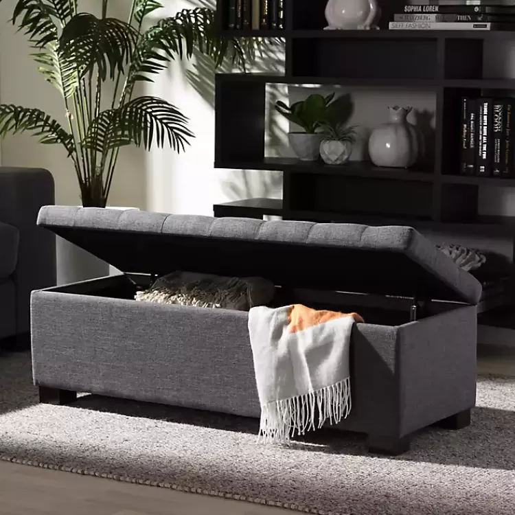 dark_gray_tufted_contemporary_storage_bench_8.webp Dark Tufted Contemporary Storage Bench>Kirklands Home Cheap