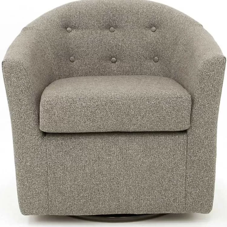 Dark Tufted Swivel Barrel Accent Chair>Kirklands Home Cheap