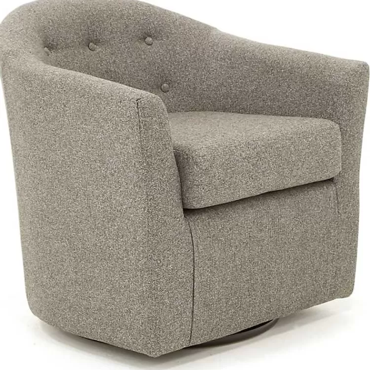 Dark Tufted Swivel Barrel Accent Chair>Kirklands Home Cheap