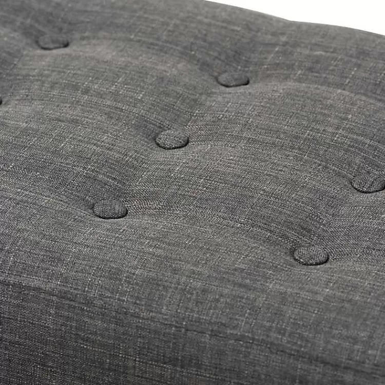 dark_gray_tufted_walnut_wood_bench_3.webp Dark Tufted Walnut Wood Bench>Kirklands Home Shop