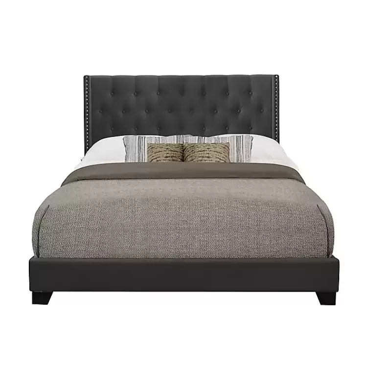 dark_gray_upholstered_button_tufted_wing_queen_bed_2.webp Dark Upholstered Button Tufted Wing Queen Bed>Kirklands Home Cheap