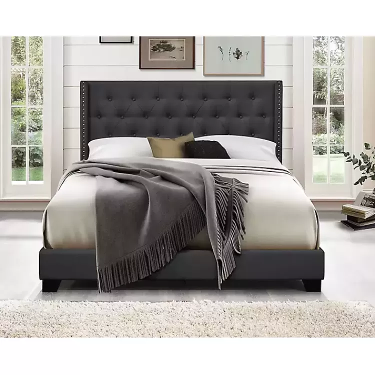 dark_gray_upholstered_button_tufted_wing_queen_bed_3.webp Dark Upholstered Button Tufted Wing Queen Bed>Kirklands Home Cheap