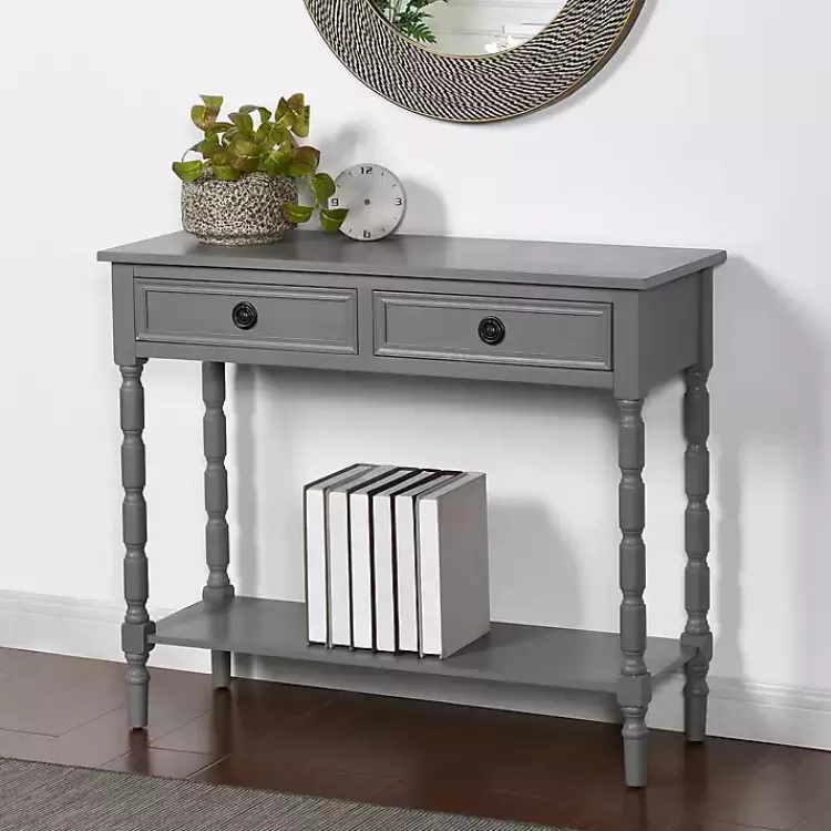 Dark Wood 2-Drawer Barrett Console Table>Kirklands Home Sale