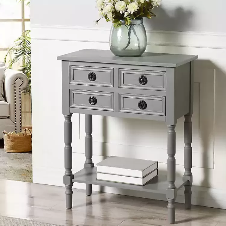 Dark Wood 4-Drawer Barrett Console Table>Kirklands Home Shop