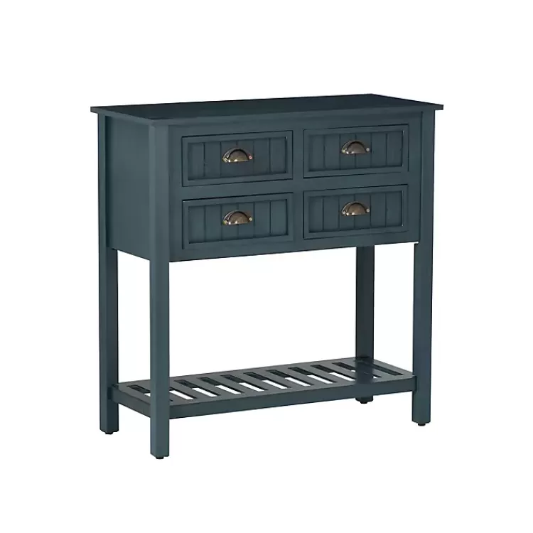 Dark Teal Beadboard Console Table>Kirklands Home Shop