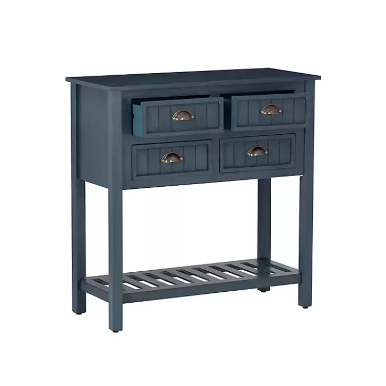 Dark Teal Beadboard Console Table>Kirklands Home Shop