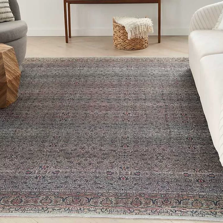 Dark Vintage Floral Washable Area Rug, 5x7>Kirklands Home New