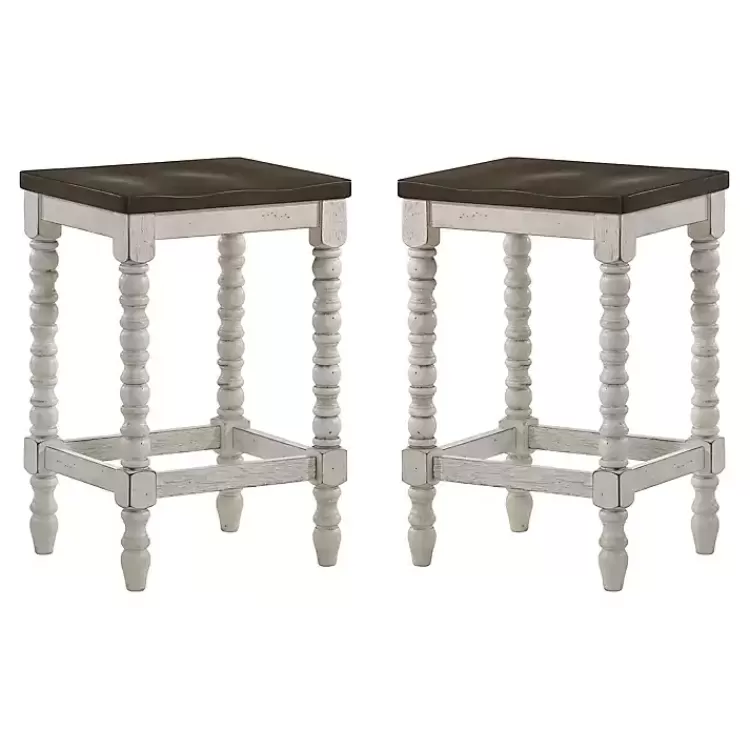 Dark Walnut & White Wood Ema 2-pc. Counter Stools>Kirklands Home Cheap
