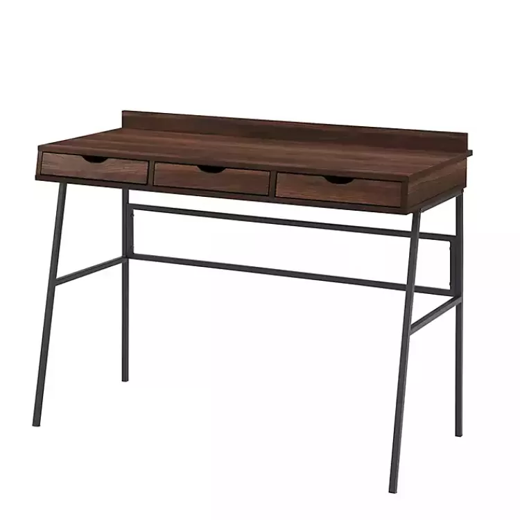 Dark Walnut Angled 3-Drawer Desk>Kirklands Home Cheap