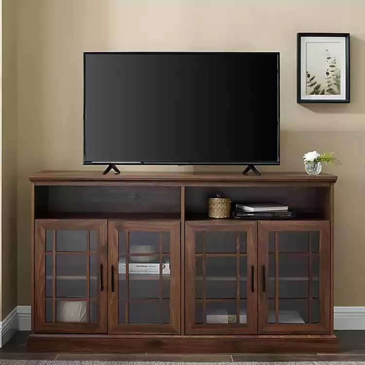 Dark Walnut Glass Door Classic TV Stand>Kirklands Home Sale