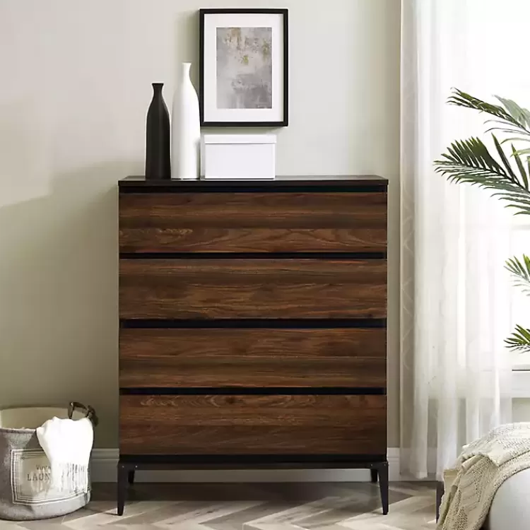 Dark Walnut Midcentury Four-Drawer Chest>Kirklands Home Shop