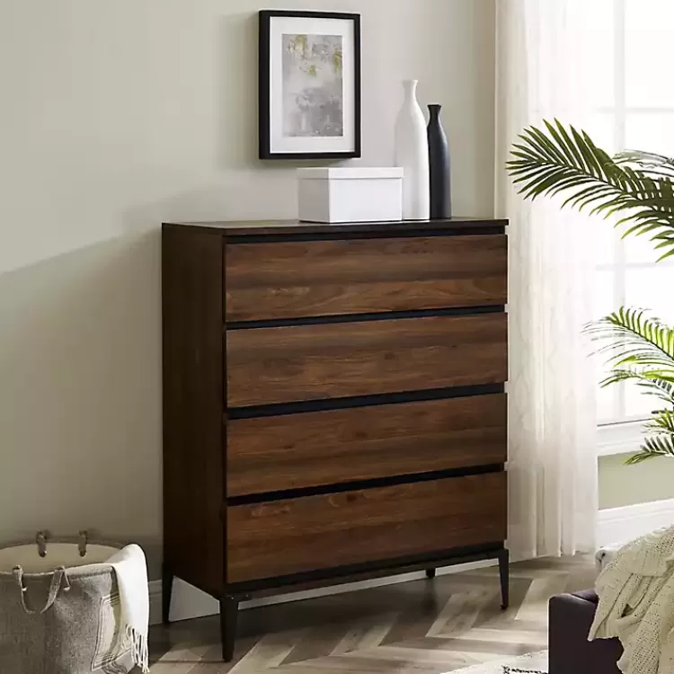 Dark Walnut Midcentury Four-Drawer Chest>Kirklands Home Shop