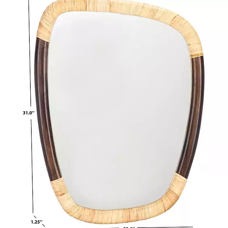 Dark Wood and Natural Cane Abstract Wall Mirror>Kirklands Home Sale