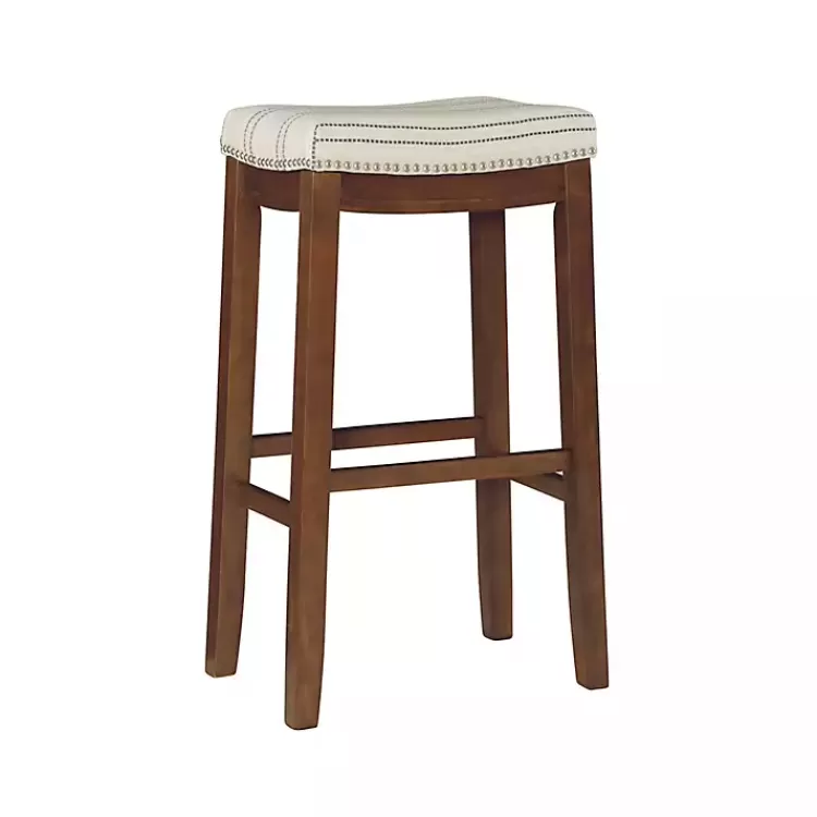 Dark Wood Bar Stool with Striped Cushion>Kirklands Home Clearance