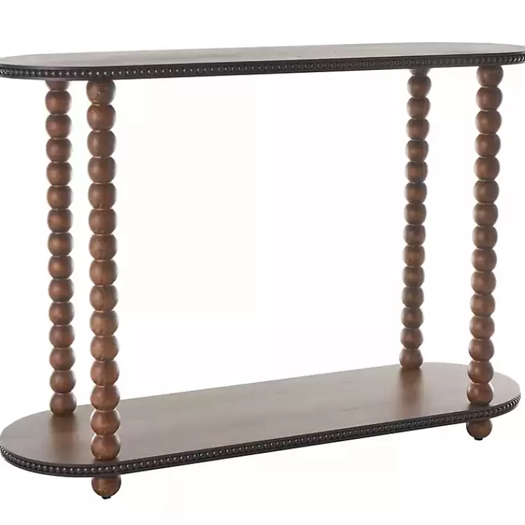 Dark Wood Beaded Spindle Console Table>Kirklands Home Fashion