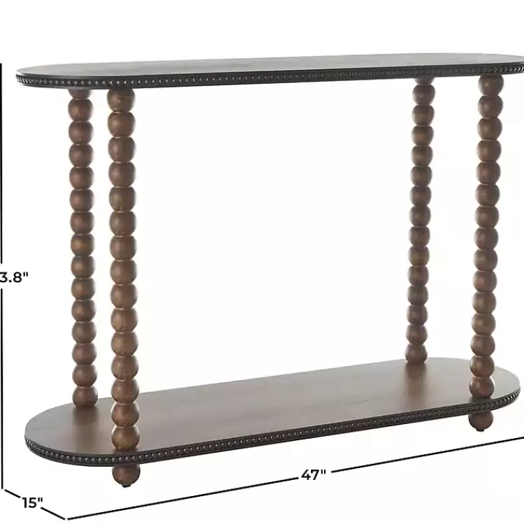 dark_wood_beaded_spindle_console_table_7.webp Dark Wood Beaded Spindle Console Table>Kirklands Home Fashion