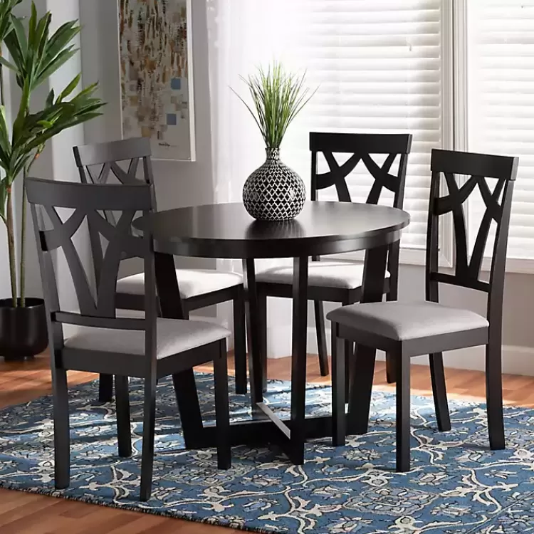 dark_wooden_interlocked_base_pc_dining_set_6.webp Dark Wooden Interlocked Base 5-pc. Dining Set>Kirklands Home Best