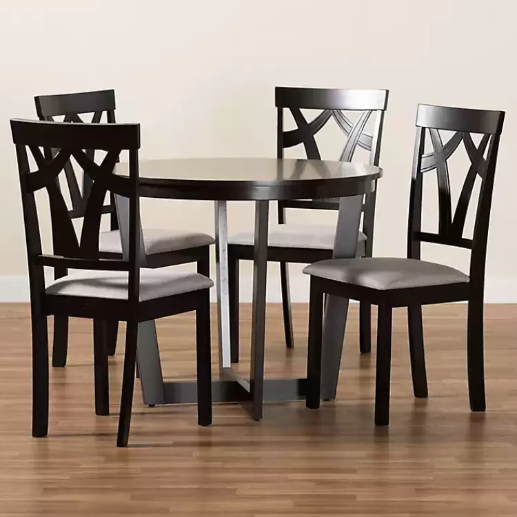 dark_wooden_interlocked_base_pc_dining_set_7.webp Dark Wooden Interlocked Base 5-pc. Dining Set>Kirklands Home Best
