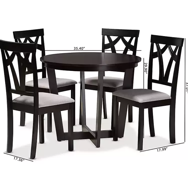 dark_wooden_interlocked_base_pc_dining_set_8.webp Dark Wooden Interlocked Base 5-pc. Dining Set>Kirklands Home Best