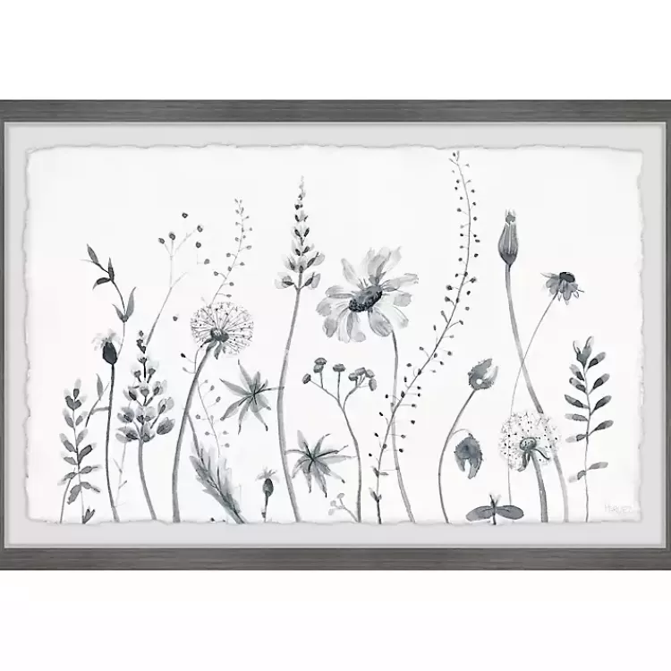 Deckled Gray Flower Fields Framed Art Print>Kirklands Home Store