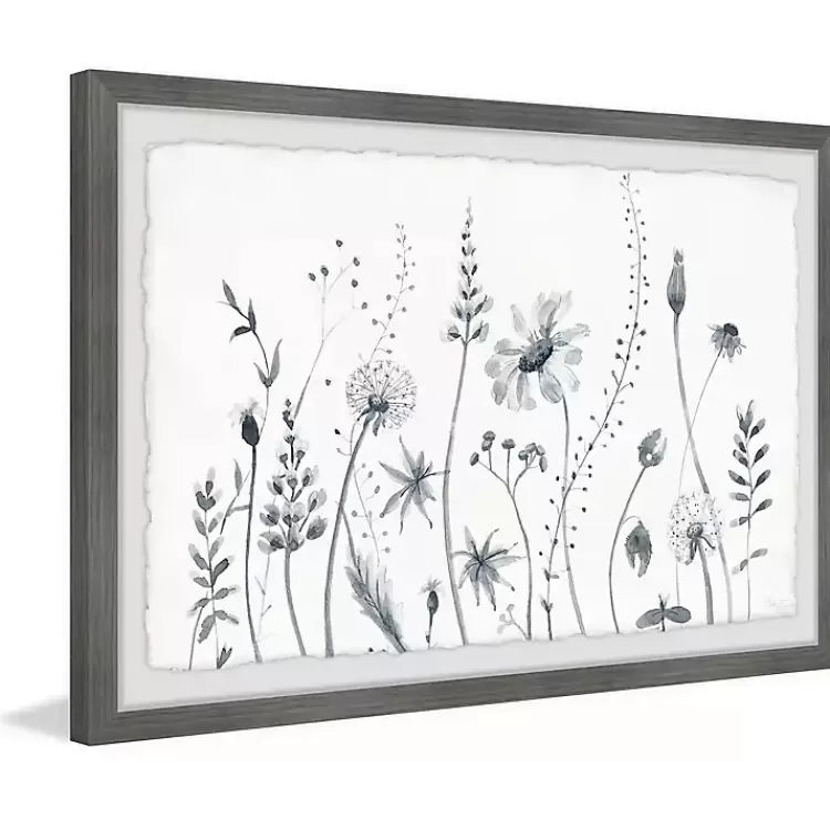 Deckled Gray Flower Fields Framed Art Print>Kirklands Home Store