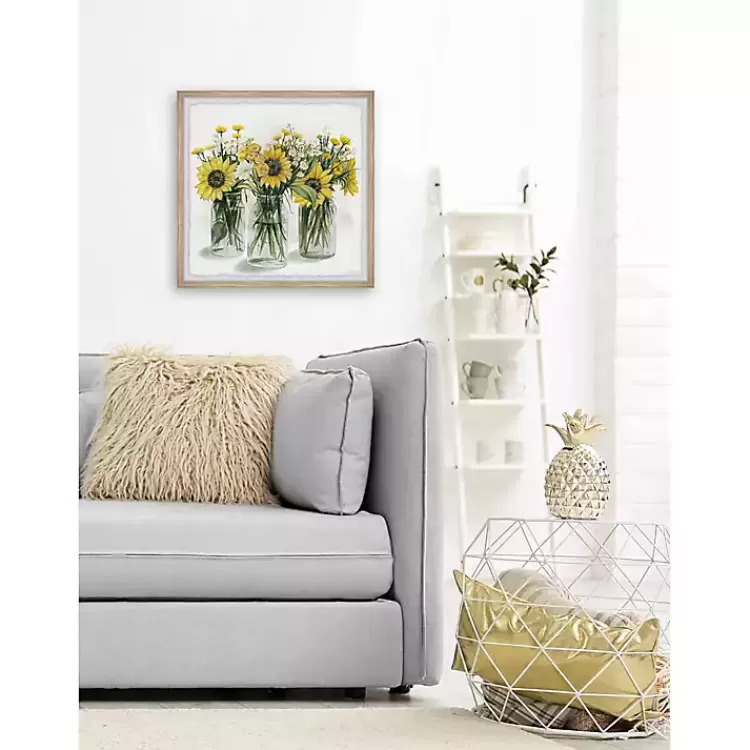deckled_sunflower_trio_framed_art_print_3.webp Deckled Sunflower Trio Framed Art Print>Kirklands Home Best