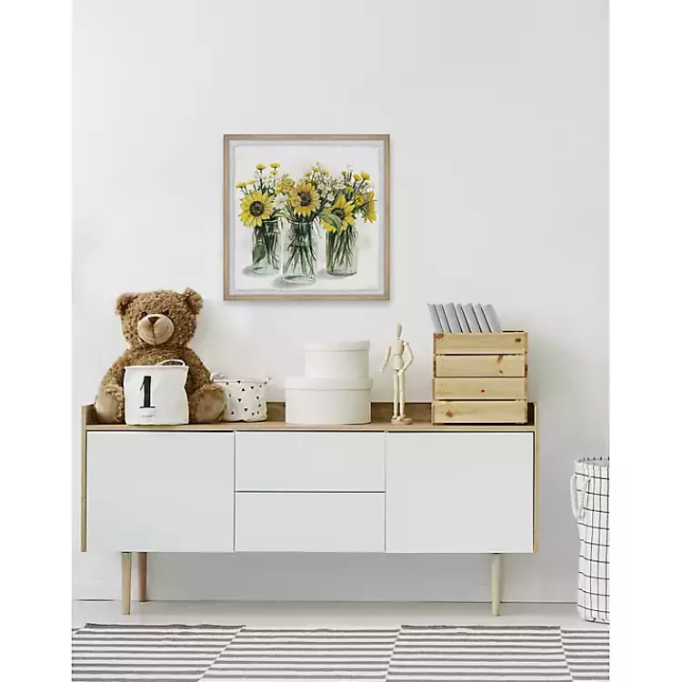 deckled_sunflower_trio_framed_art_print_5.webp Deckled Sunflower Trio Framed Art Print>Kirklands Home Best