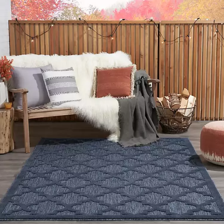 Deep Navy Trellis Outdoor Area Rug, 4x6>Kirklands Home Fashion