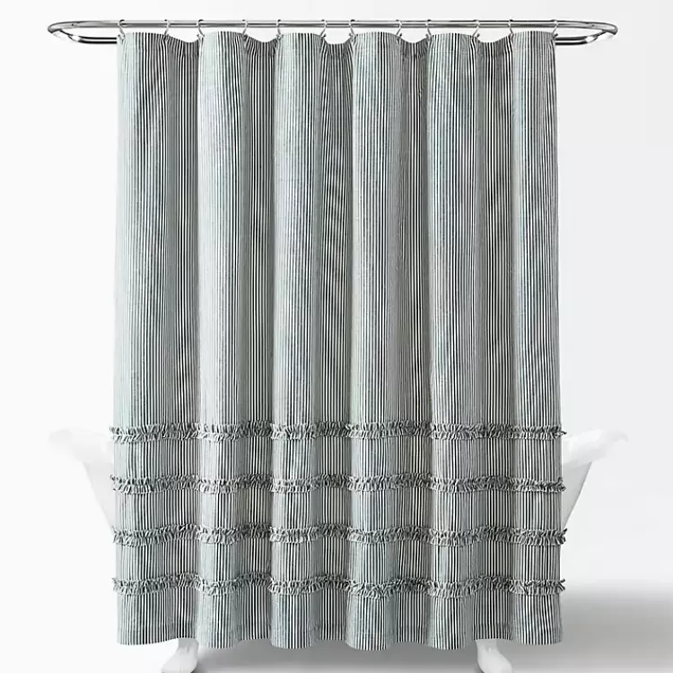Denim Vintage Stripe Shower Curtain>Kirklands Home Store