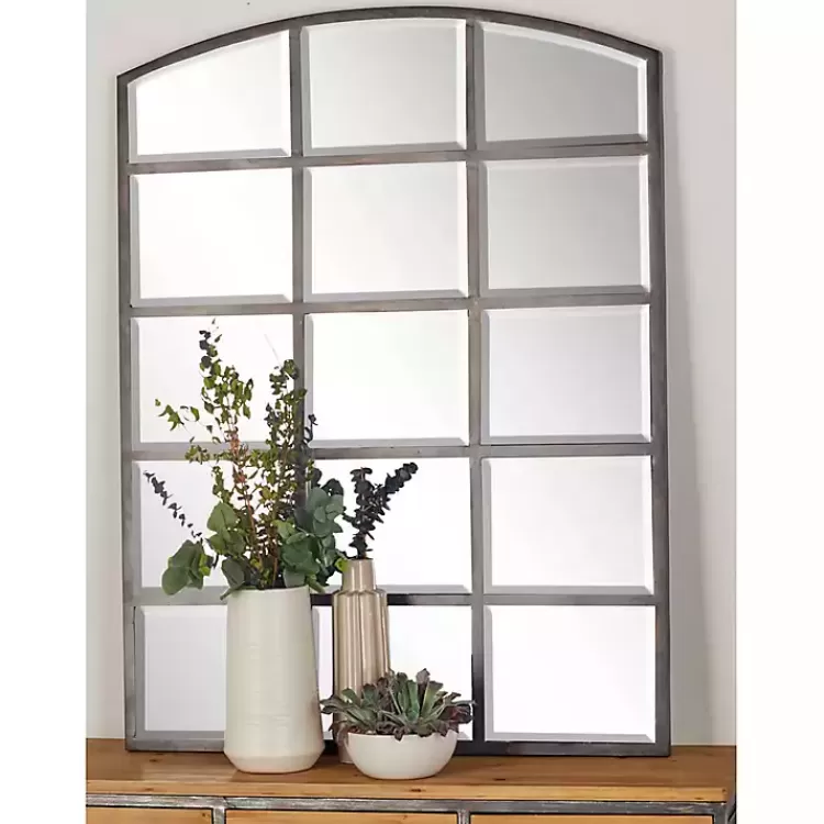 Distressed Metal Windowpane Arched Mirror>Kirklands Home Sale