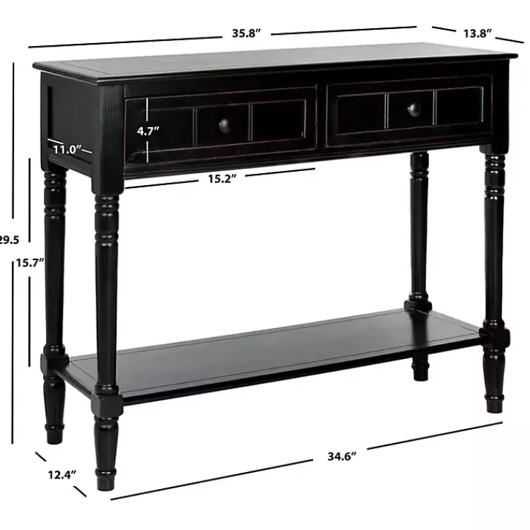 distressed_black_wood_drawer_console_table_3.webp Distressed Wood 2-Drawer Console Table>Kirklands Home Cheap