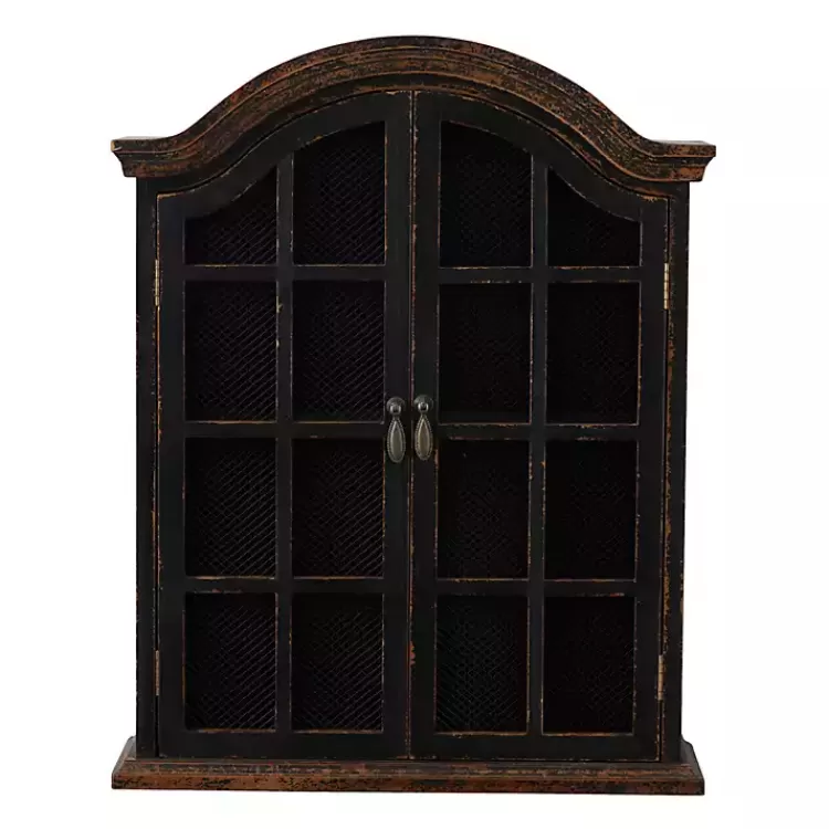 Distressed Black Wood Wall Cabinet>Kirklands Home Cheap