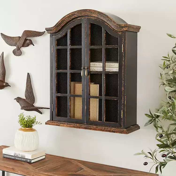 Distressed Black Wood Wall Cabinet>Kirklands Home Cheap