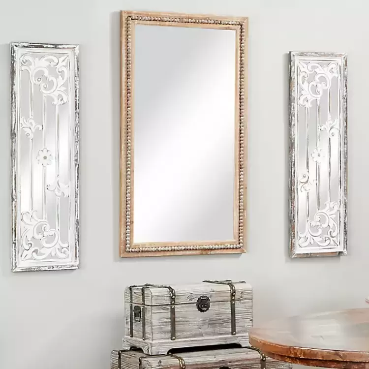 Distressed Brown Beaded Wall Mirror>Kirklands Home Sale