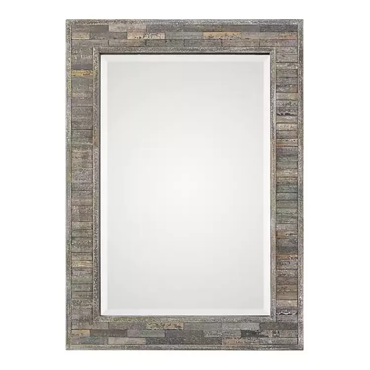 Distressed Charcoal Wooden Wall Mirror>Kirklands Home Clearance