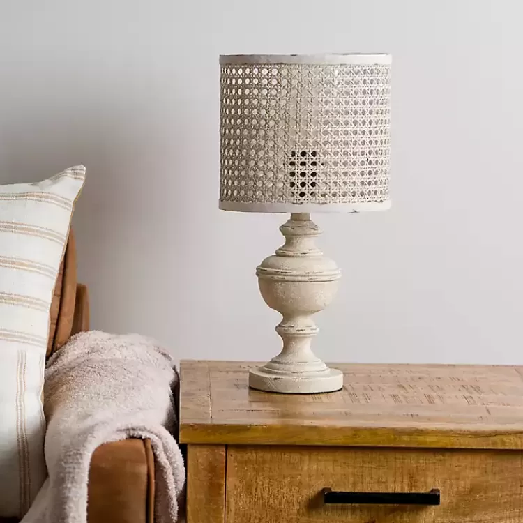 Distressed Cream Cane Shade Table Lamp>Kirklands Home Online