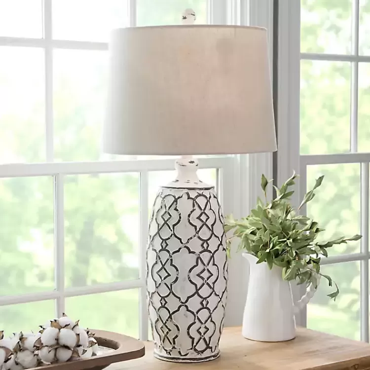 Distressed Cream Lilly Table Lamp>Kirklands Home Outlet