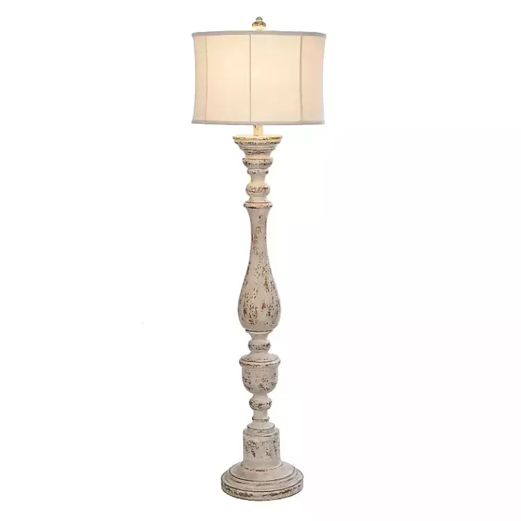 Distressed Cream Spindle Floor Lamp>Kirklands Home New