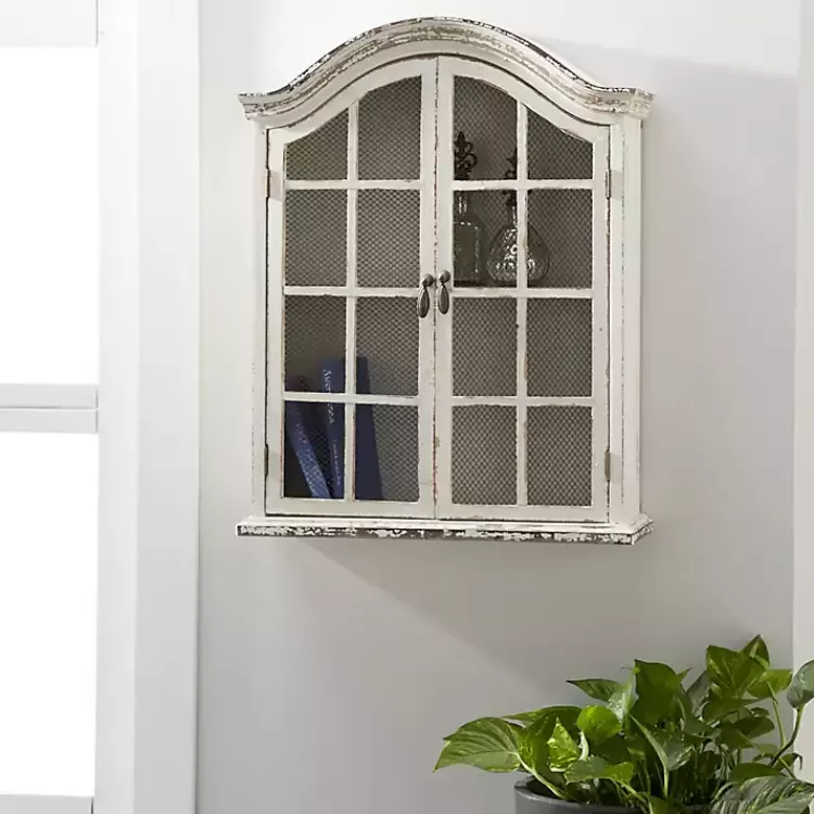 Distressed Cream Wood Wall Cabinet>Kirklands Home Best