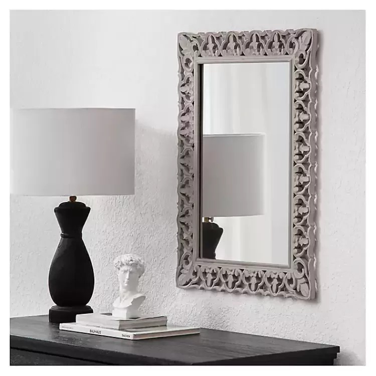 Distressed Gray Botanical Rectangle Wall Mirror>Kirklands Home Best Sale