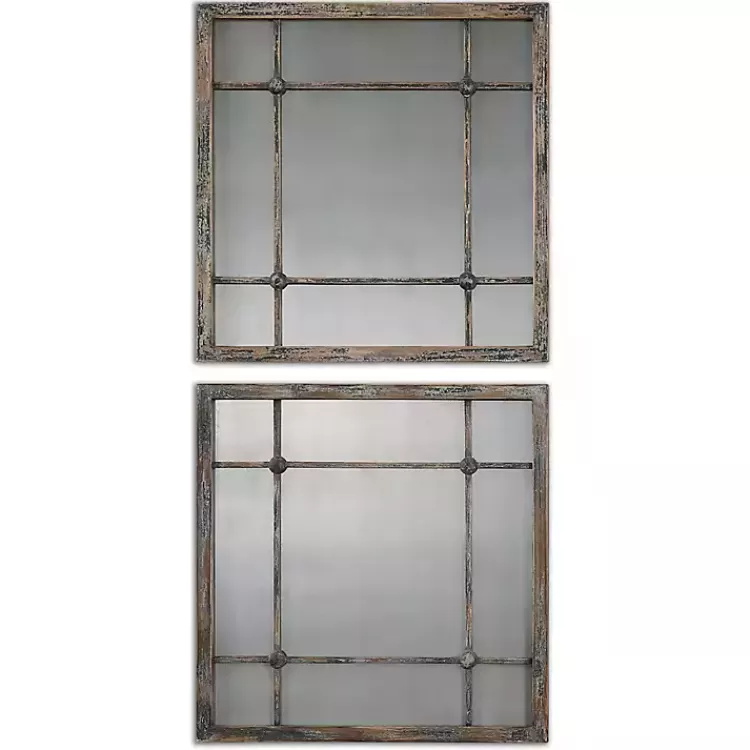 Distressed Slate Blue Wood Wall Mirrors, Set of 2>Kirklands Home Best Sale