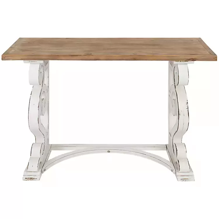Distressed White and Brown Wood Console Table>Kirklands Home Clearance