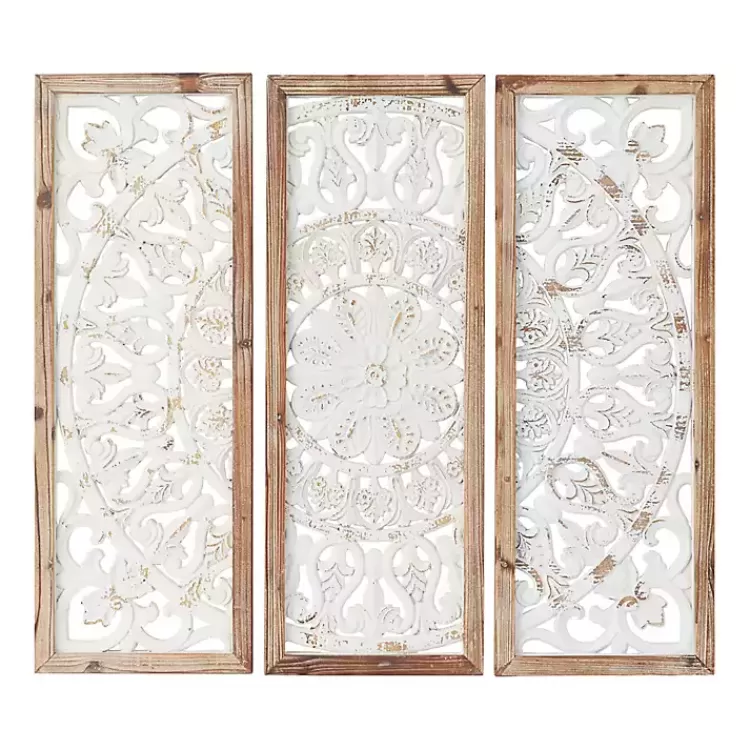 Distressed White Floral Wall Plaques, Set of 3>Kirklands Home New