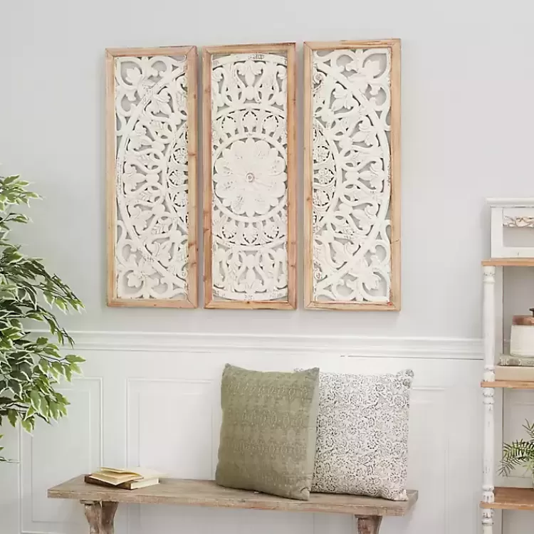 Distressed White Floral Wall Plaques, Set of 3>Kirklands Home New