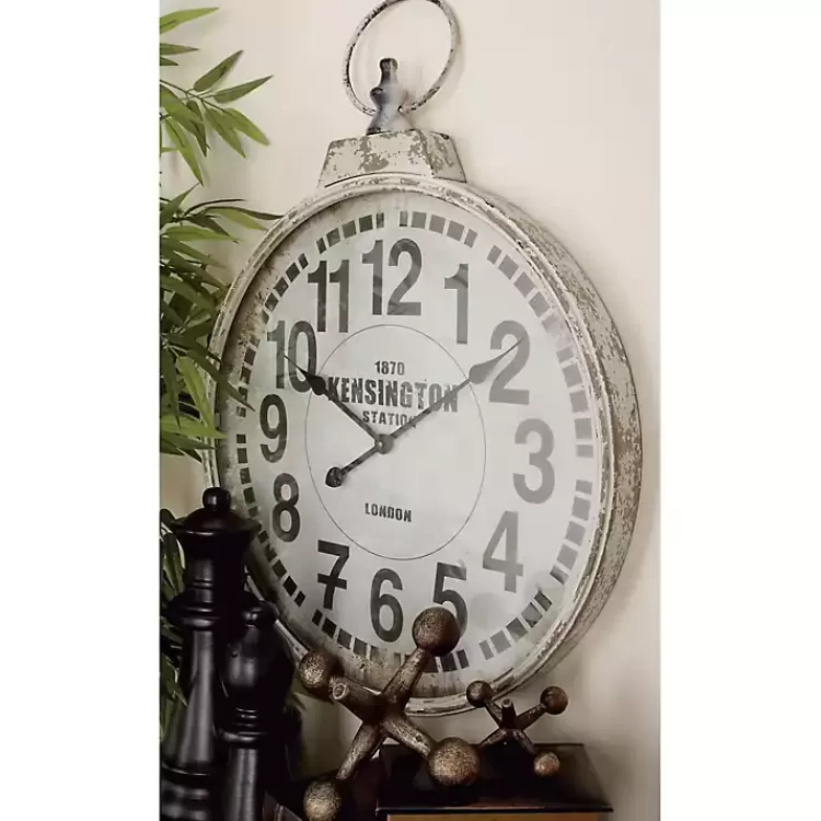 Distressed White Pocket Wall Clock>Kirklands Home Hot