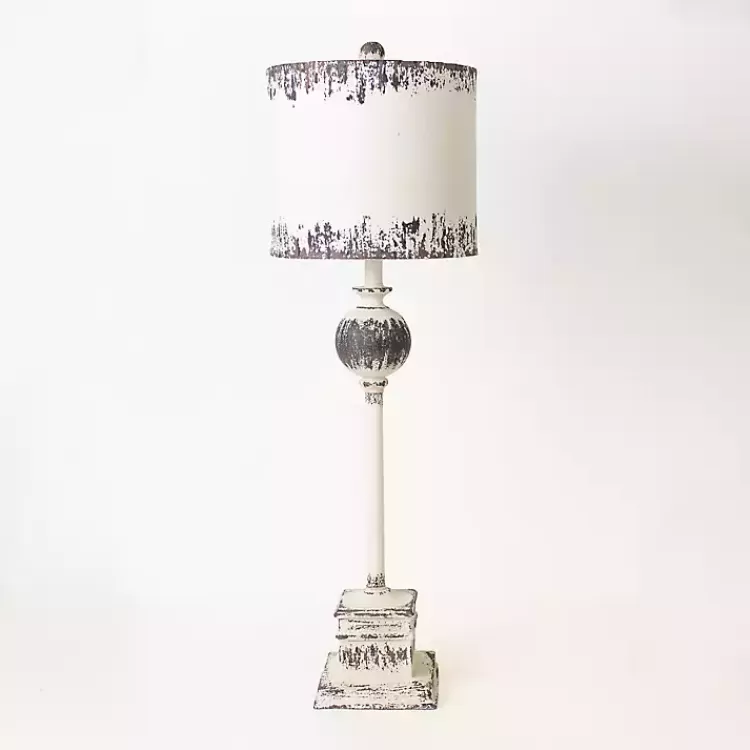 Distressed White Square Base Buffet Lamp>Kirklands Home Flash Sale