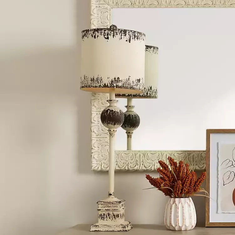 Distressed White Square Base Buffet Lamp>Kirklands Home Flash Sale