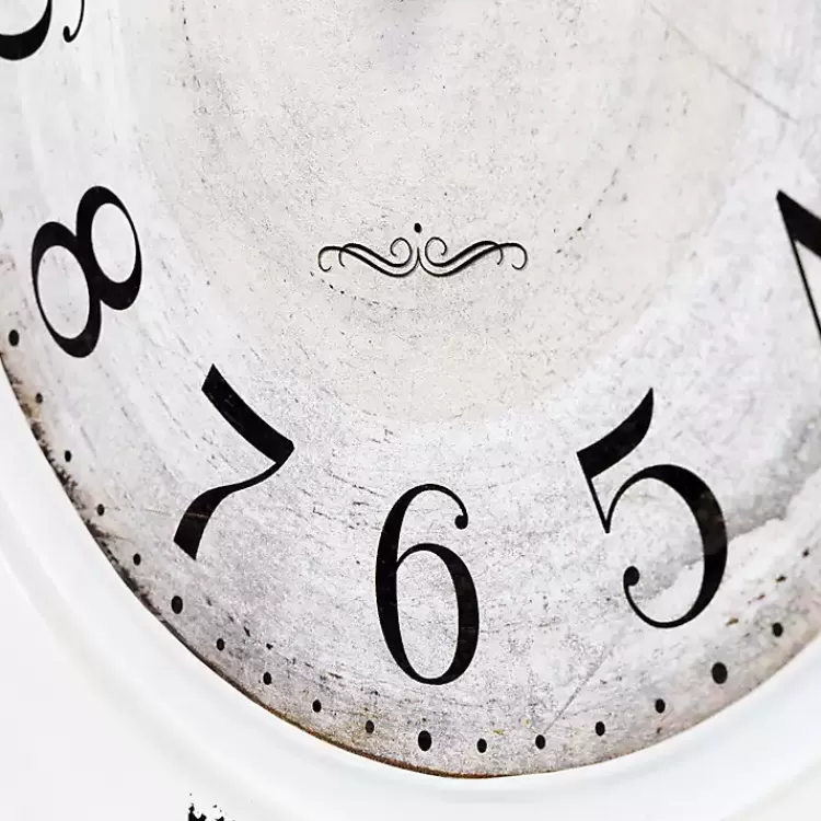 distressed_white_two_grooves_iron_frame_wall_clock_4.webp Distressed White Two Grooves Iron Frame Wall Clock>Kirklands Home New