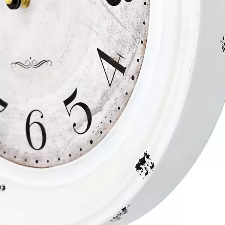 distressed_white_two_grooves_iron_frame_wall_clock_5.webp Distressed White Two Grooves Iron Frame Wall Clock>Kirklands Home New